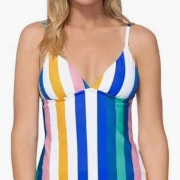 NEW Raisins Beach Please Anya Multi-color Stripe Bikini Top Tankini Swimsuit - L - Picture 6 of 6